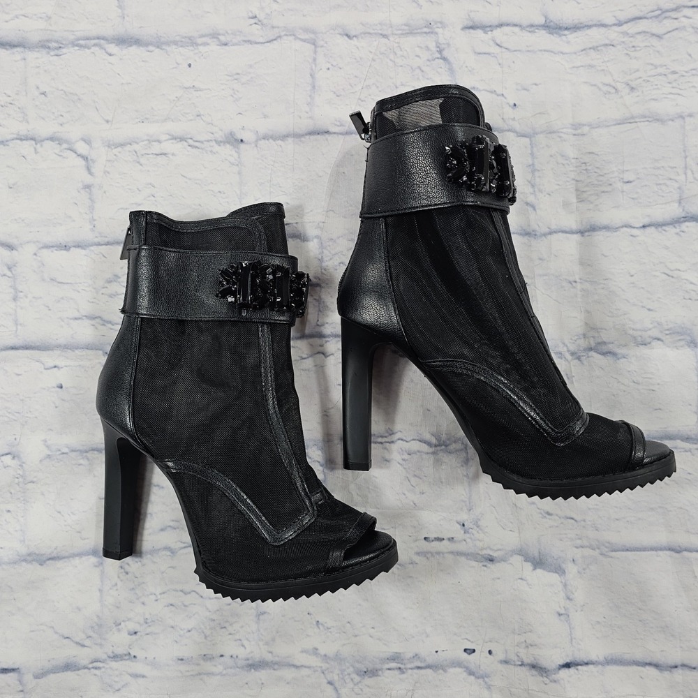 Karl Lagerfeld WOMENS SIZE 5.5 Paris Bryssa Blayze Lug Sole Heel Booties Mesh